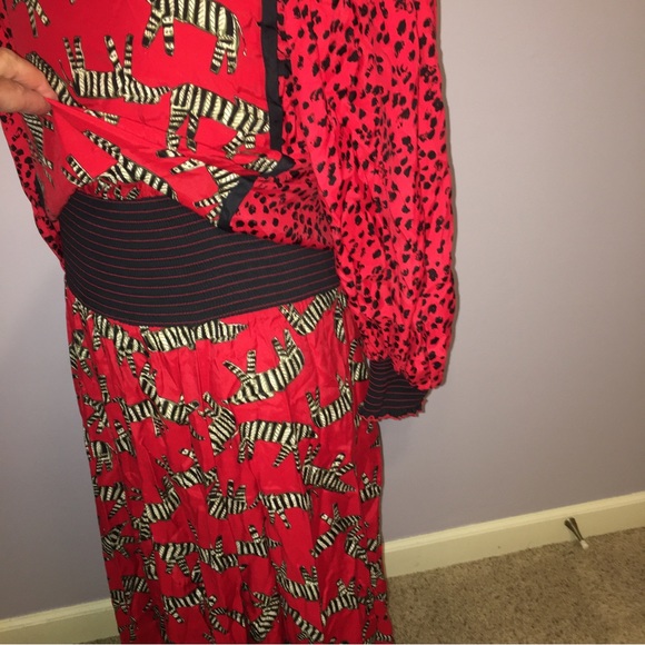 JEANNE MARC Dress VINTAGE Pop Art ZEBRA Cheetah RED / BLACK - Sz 4 Made in USA - Picture 5 of 16